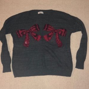 Gray. bow sweater